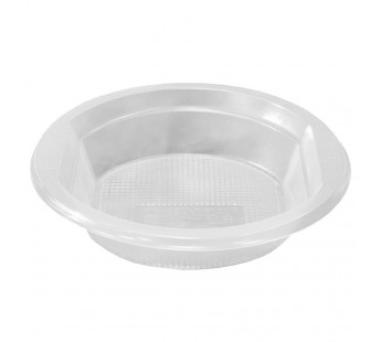 Тарелка пластиковая суповая 500мл (100шт) ПП прозрачная с ушками 1/100/2400шт#2023701