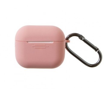 Бокс для наушников AirPods 3  силиконовый с карабином Silicone Case (цвет розовый, в коробочке)#1725317