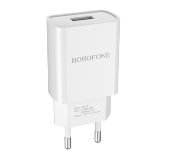 Сетевое З/У (блок) Borofone BA20A 1USB white, шт#1727591