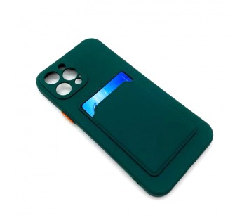 Чехол iPhone 13 Pro с Карманом для карты Темно-Зеленый#1731779