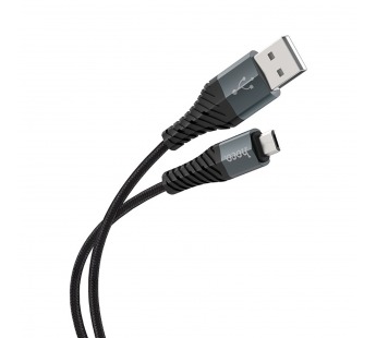 USB кабель для зарядки micro USB "Hoco" X38 тканевый, чёрный 2,4A, 1,0м#1984425