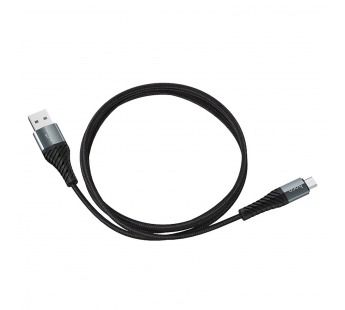 USB кабель для зарядки micro USB "Hoco" X38 тканевый, чёрный 2,4A, 1,0м#1984426