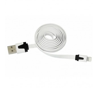 USB кабель шт.USB (A) - шт.Lightning 1,0м плоский шнур, белый "Rexant"#2126308