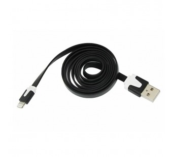 USB кабель шт.USB (A) - шт.Lightning 1,0м плоский шнур, черный "Rexant"#1786966