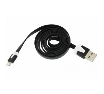 USB кабель шт.USB (A) - шт.Lightning 1,0м плоский шнур, черный "Rexant"#2126341