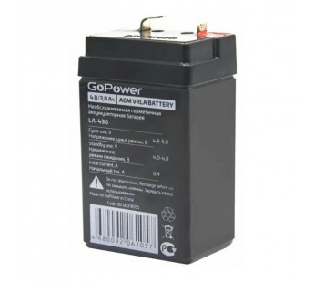 Аккумулятор свинцово-кислотный  4V,  3,0 Ah LA-430 "GoPower"#1829832