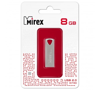 USB 2.0 Flash накопитель  8GB Mirex Intro, серебряный#1731934