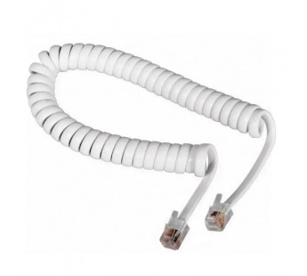 Телефонный шнур, витой трубочный RJ-10(4P-4C), длина 4 метра, белый "Rexant"#2094415
