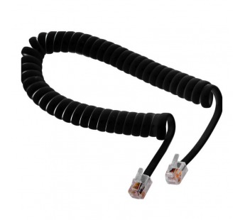 Телефонный шнур, витой трубочный RJ-10(4P-4C), длина 4 метра, чёрный "Rexant"#2094416