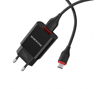 СЗУ USB Borofone BA20A (кабель MicroUSB) Черный#1742133