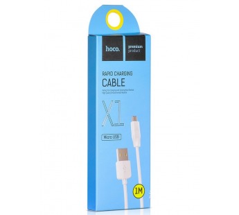 USB кабель для зарядки micro USB "Hoco" X1 силиконовый, белый 2.4A, 1м#1983644