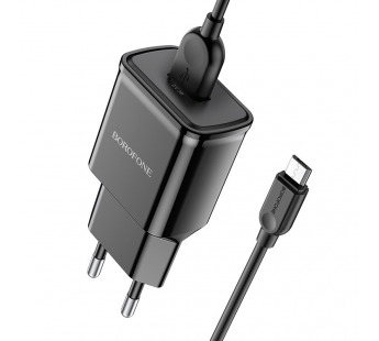 Адаптер сетевой Borofone BA59A + кабель Micro USB (1USB/3A) черный#1736078