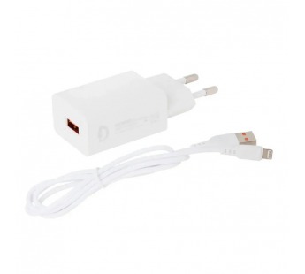                         Сетевое ЗУ Denmen DC01L + кабель iPhone 5/6 (1USB/2.4A) белый#2041809