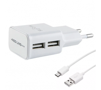                         Сетевое ЗУ Red Line NT-2A (2USB/2.1A) + кабель Micro USB белый#1738471