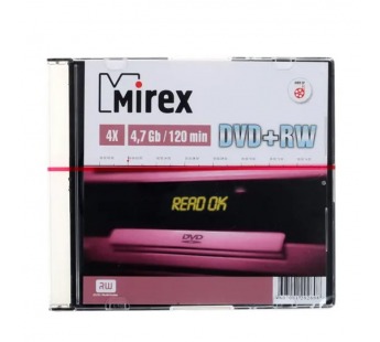 Диск DVD+RW MIREX 4,7 Гб 4x Slim case (50)#1742862