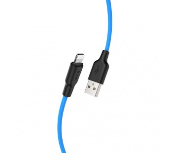Кабель USB - Lightning HOCO "Premium" X21 Plus Silicone (100см, 2A) черно-синий#1742846