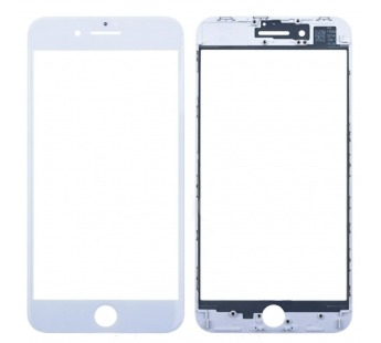 Стекло для переклейки iPhone 8 Plus в сборе с рамкой и OCA пленкой Белый - OR (Mitsubishi)#2086485