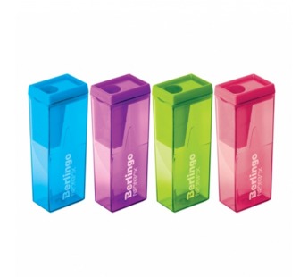 Точилка 1 отв (1шт) пластик NeonBox ассорти контейнер Berlingo 1/24шт #1744256
