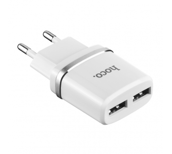 Адаптер постоянного тока Hoco C-12, 2хUSB 5В, 2,4А, белый#1892128