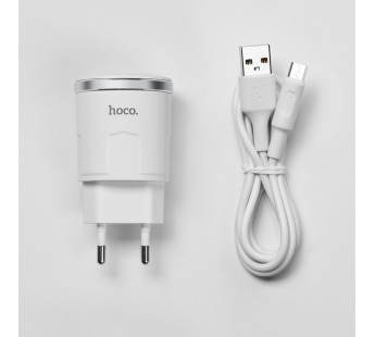 Адаптер Сетевой Hoco C37A 1USB/5V/2.4A + кабель micro USB (white)#1892146