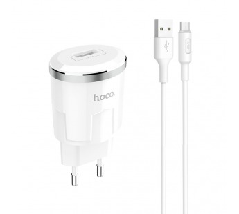 Адаптер Сетевой Hoco C37A 1USB/5V/2.4A + кабель micro USB (white)#1757906
