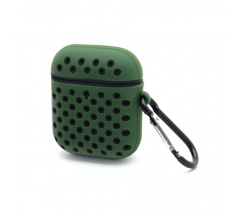 Чехол для наушников AirPods 2 силиконовый Sports зелено-черный#1764835