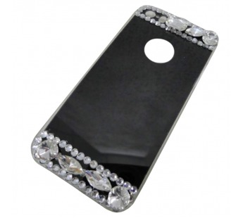                             Чехол пластиковый iPhone 5 зеркальный со стразами черный*#1932717