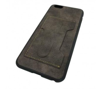                            Чехол силиконовый iPhone 6 Plus под кожу с подставкой и карманом для визитки коричневый*#1792076