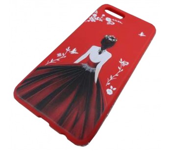                                 Чехол силиконовый Huawei Honor 6X с рисунком и стразами по бокам красный*#1775984