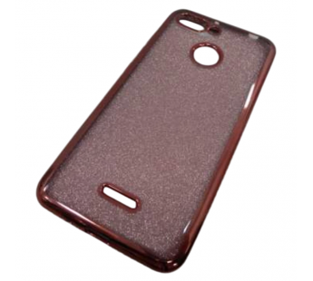                             Чехол силиконовый Xiaomi Redmi 6 с хром контуром и блестками стразы по бокам коричневый*#2117276