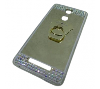                             Чехол силиконовый Xiaomi Redmi Note 3 зеркальный с кольцом и стразами золотистый*#2133494