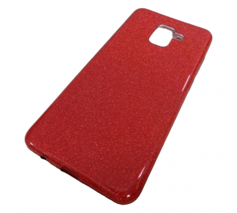                                     Чехол силикон-пластик Samsung A8 Plus 2018 (A730) Fashion с блестками красный#2033074