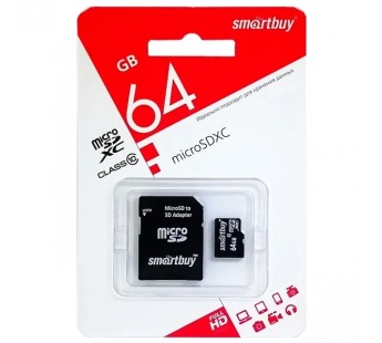                         64Gb карта памяти Smartbuy microSDXC + SD адаптер class10#1758029