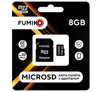                         8Gb карта памяти FUMIKO microSD + SD адаптер class10#1756609