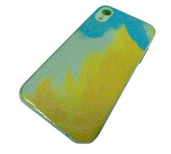                                 Чехол силикон-пластик iPhone XR блестящий градиент бирюзовый/желтый*#1867473