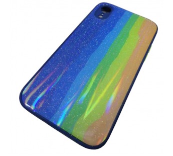                                 Чехол силикон-пластик iPhone XR блестящий радуга синий*#1867517