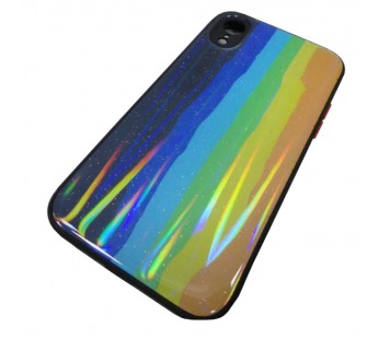                                 Чехол силикон-пластик iPhone XR блестящий радуга черный*#1867520