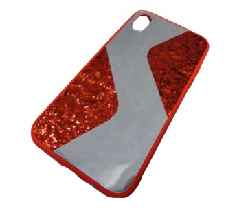                                Чехол силиконовый iPhone XR с блестками и зеркалом красный*#1867531