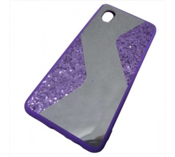                                     Чехол силиконовый Samsung A01 Core с блестками и зеркалом фиолетовый*#2013297