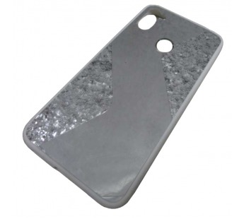                                     Чехол силиконовый Samsung A11 с блестками и зеркалом белый*  #1931193