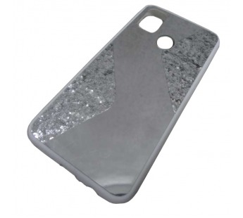                                 Чехол силиконовый Samsung M21 с блестками и зеркалом белый*#1895059