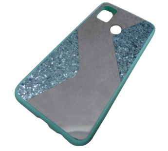                                 Чехол силиконовый Samsung M21 с блестками и зеркалом бирюзовый*#1895054