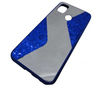                                 Чехол силиконовый Samsung M21 с блестками и зеркалом синий*#1895089