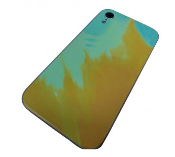                                 Чехол силиконовый iPhone XR палитра с логотипом бирюзовый/горчичный*#1876031
