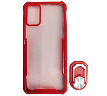                                     Чехол силикон-пластик Samsung A02s прозрачный с окантовкой + кольцо красный*#2117419