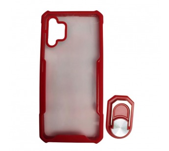                                     Чехол силикон-пластик Samsung A32 прозрачный с окантовкой + кольцо красный*#2122355