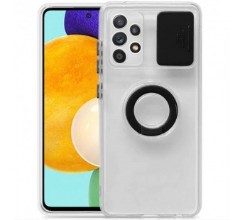                                     Чехол силиконовый Samsung A72 прозрачный с кольцом и защитой на камеру черный*#2022709