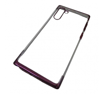                                Чехол силиконовый Samsung Note 10 с хром контуром малиновый*#2117356