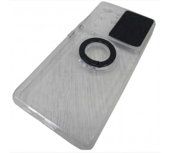                                         Чехол силиконовый Samsung S21 Ultra прозрачный с кольцом и защитой на камеру черный*#2022704