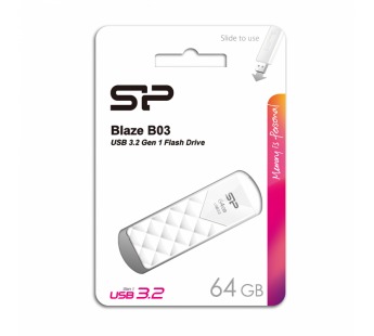                     64GB накопитель   USB3.2 Silicon Power Blaze B03 белый#1757527